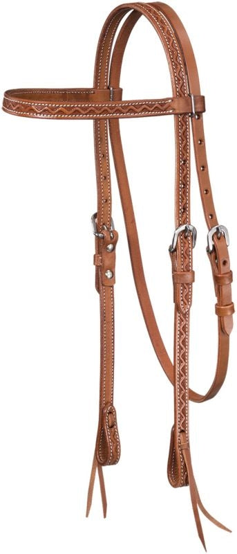 Tough1 Zig Zag Tooled Cowhide Brow Headstall