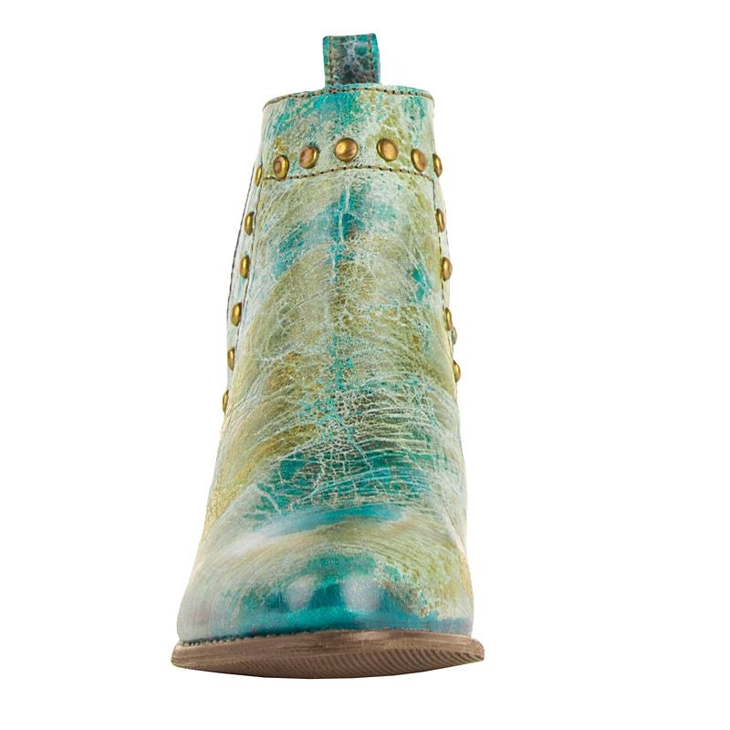 Ferrini Ladies Rnd Toe Turquoise Leather Booties