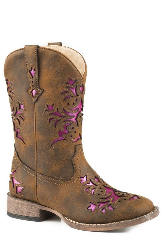 Roper Kids Lola Square Toe Brown Boots