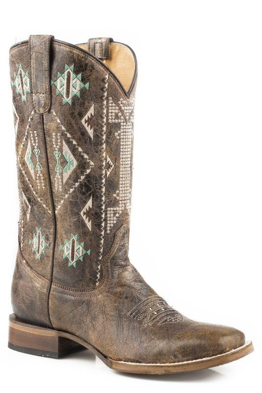 Roper Ladies Out West Square Toe Brown Boots
