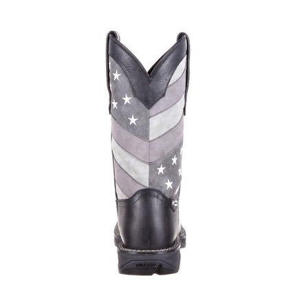 Rebel Durango Mens Sq Faded Blk Flag Boots