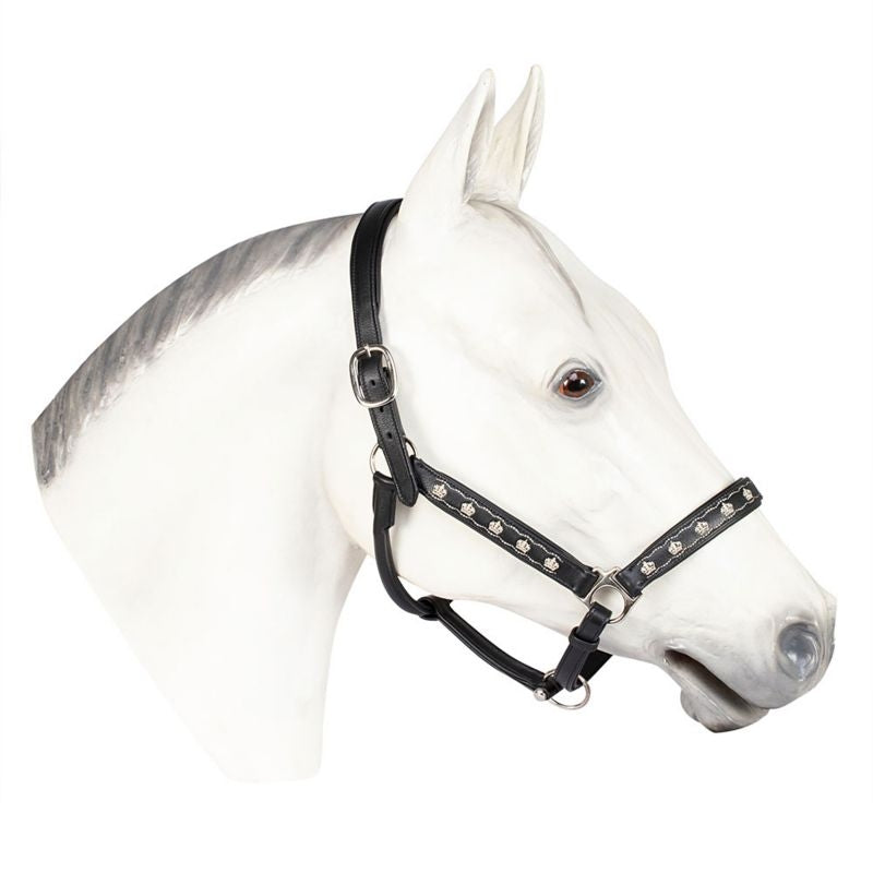 HDR Embroidered Royal Black Leather Halter