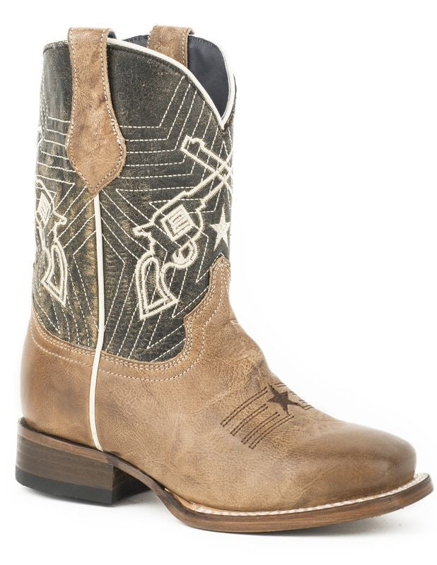 Roper Little Kids Six Shooter Sq Black Boots