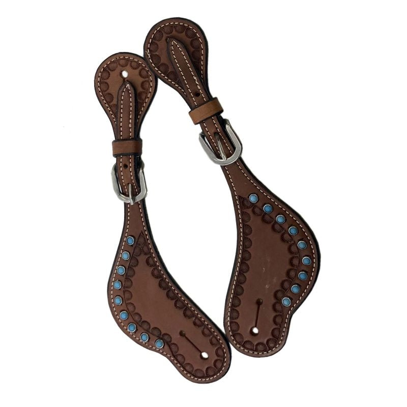 Colorado Saddle Turquesa Spur Straps Oil/Turq