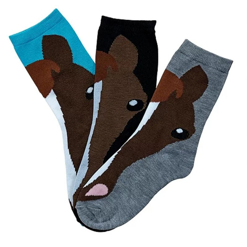 Horse Face Crew Socks 3-Pack