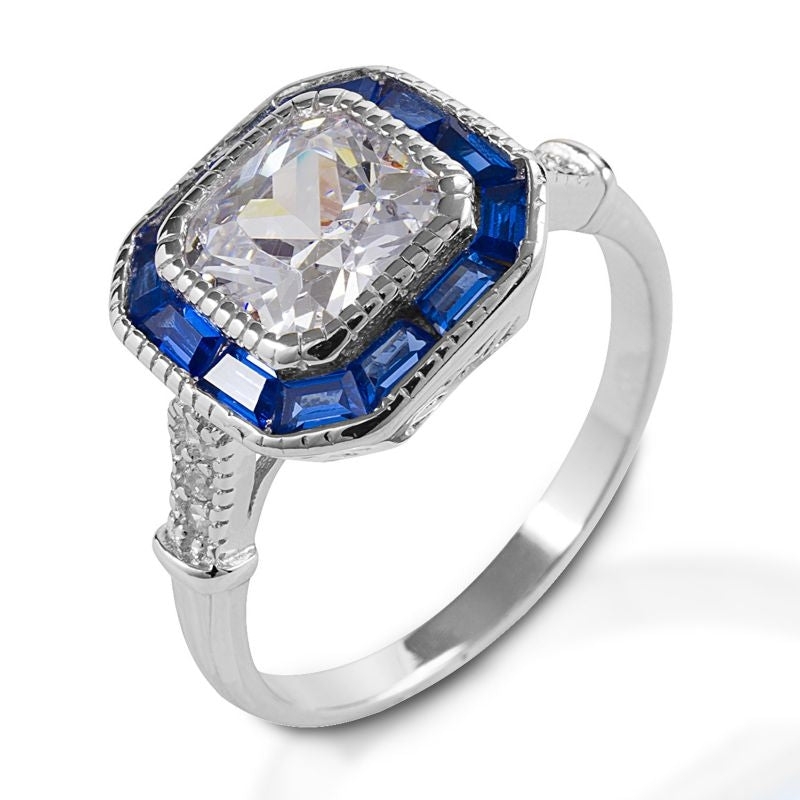 Kelly Herd Small Asscher Cut Blue Spinel Ring