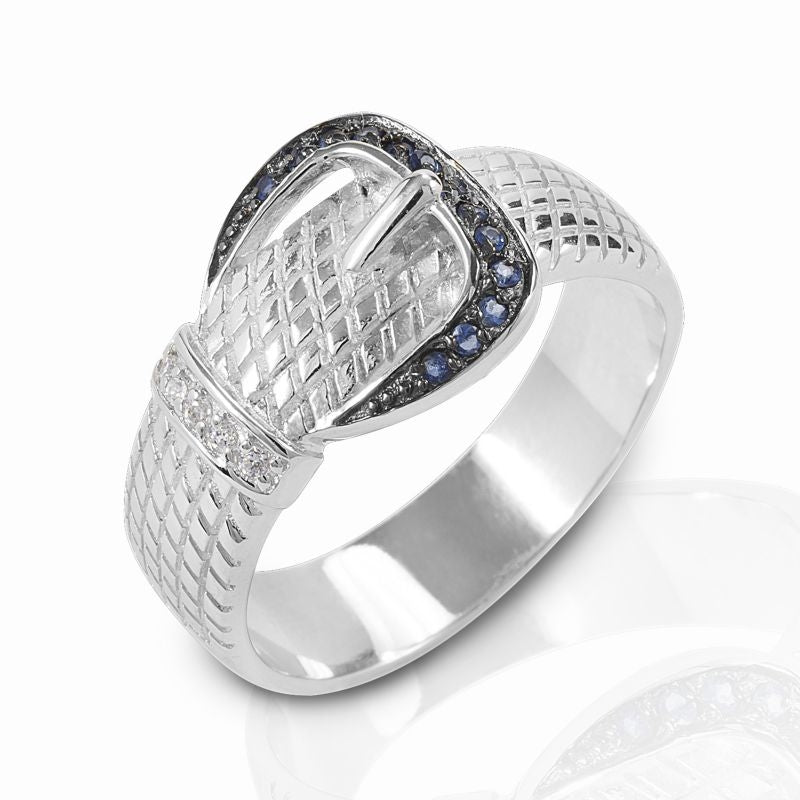 Kelly Herd Blue and Clear Rope Buckle Ring