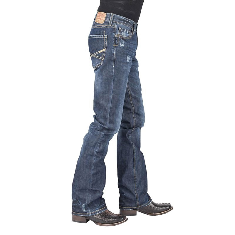 Stetson Mens Dark Wash with Destruct X Jeans