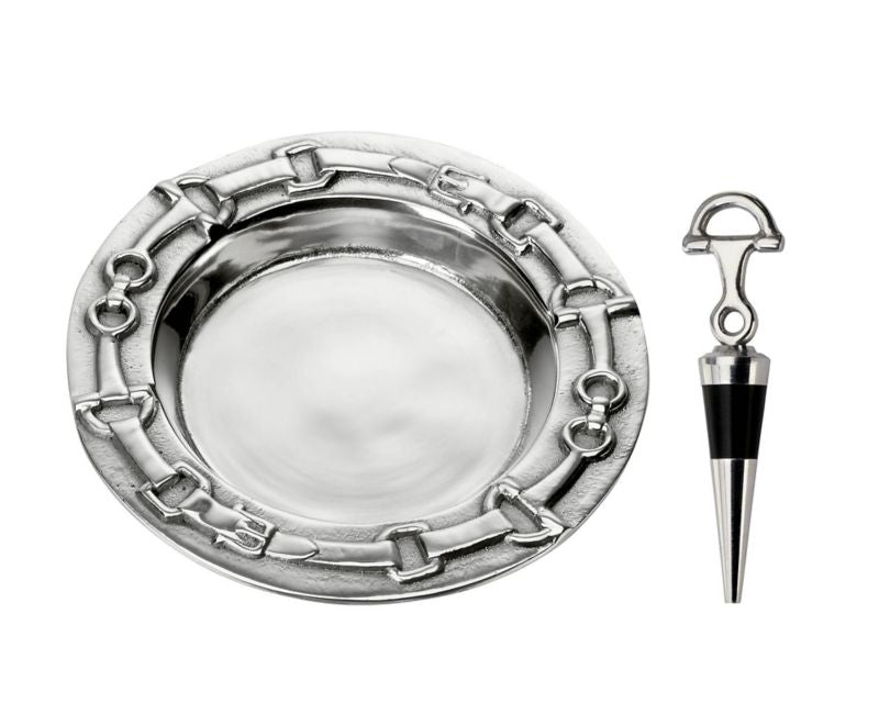 Arthur Court Equestrian Wine Coaster/Stopper Set