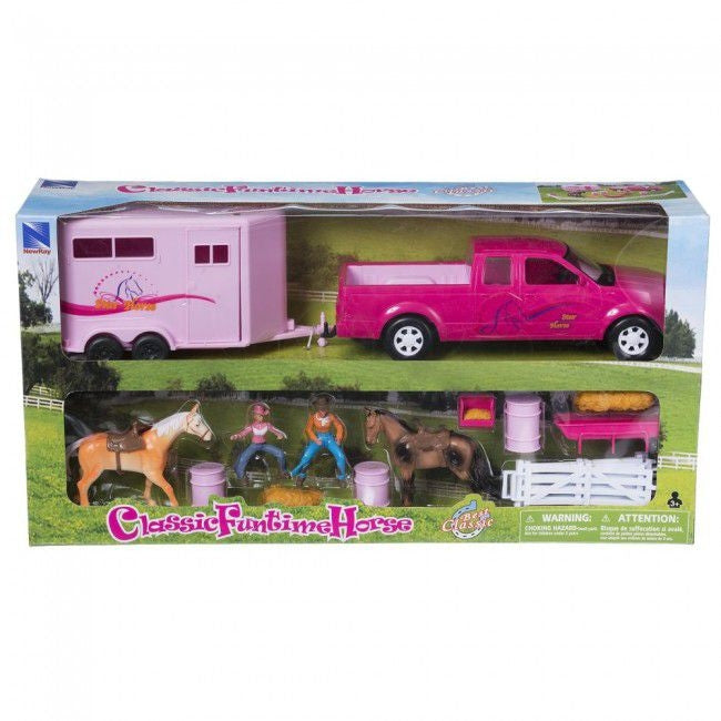 Pink Truck and Small Trailer Play Set
