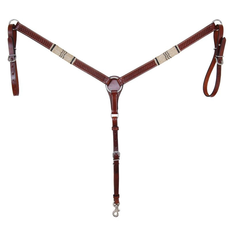 Oxbow Rawhide Braid/Basket Tooled Breast Collar