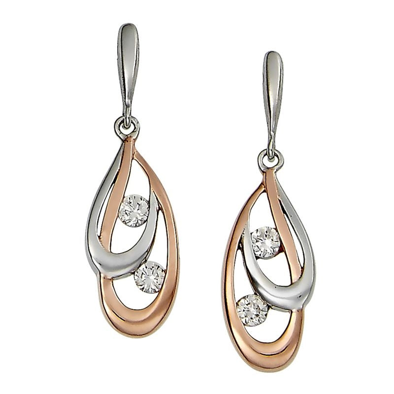 Kelly Herd Rose/Silver Double Teardrop Earrings