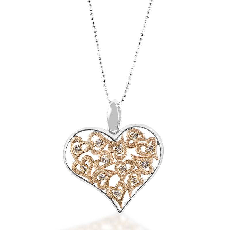 Kelly Herd Clear/Rose Gold Multi Heart Pendant