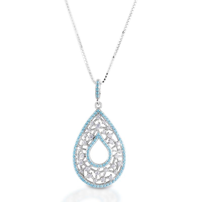 Kelly Herd Turquoise and Clear Teardrop Pendant