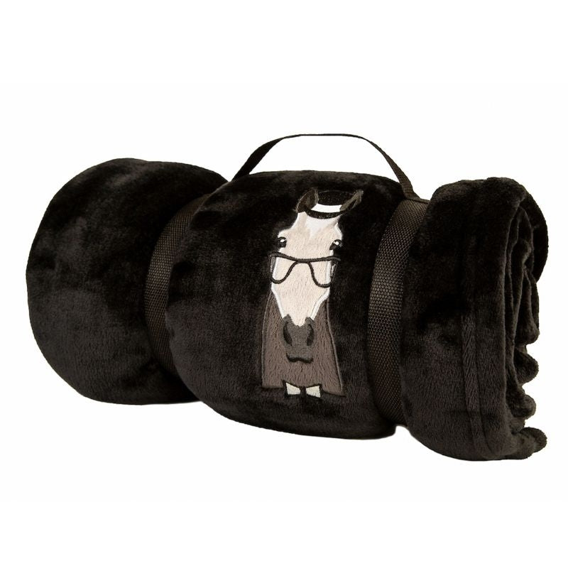 Lettia Top Hat Horse Black Fleece Throw