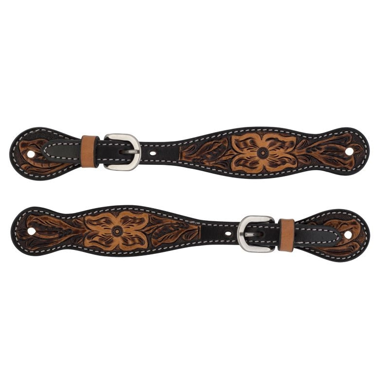 Weaver Turq Cross Ladies Floral Tooled Spur Straps