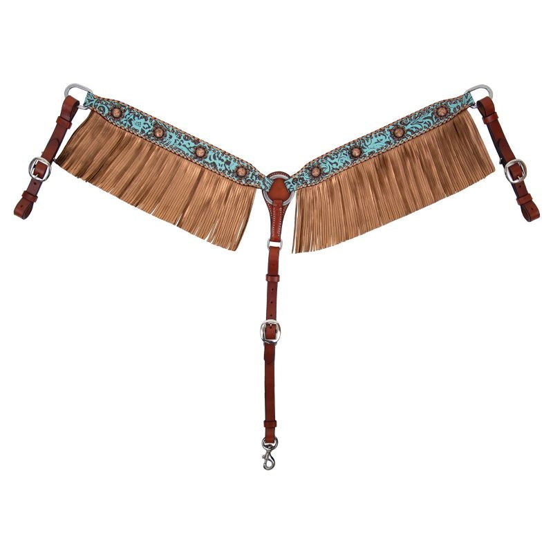 Circle Y Turqouise Metallic Fringe Breast Collar