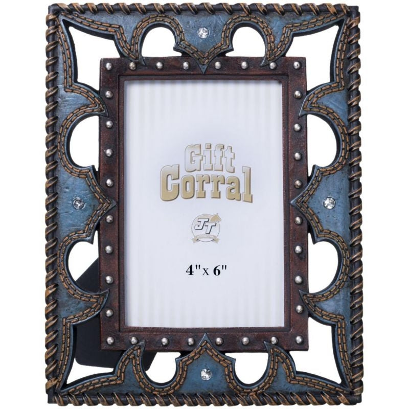 Blue Leather 4x6 Photo Frame