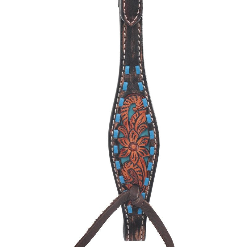 Circle Y Bronco Blue TX Flower One Ear Headstall