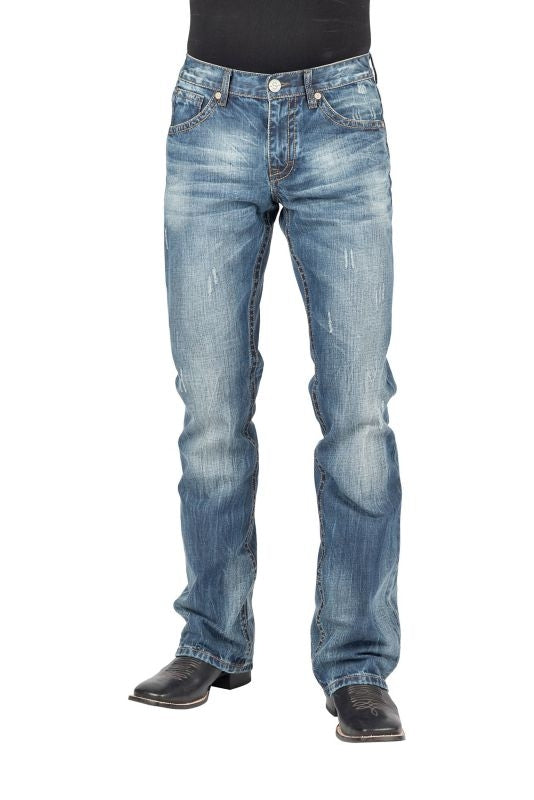 Stetson Mens Curved X Contrast Stitch Jeans