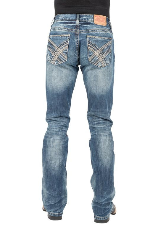 Stetson Mens Curved X Contrast Stitch Jeans