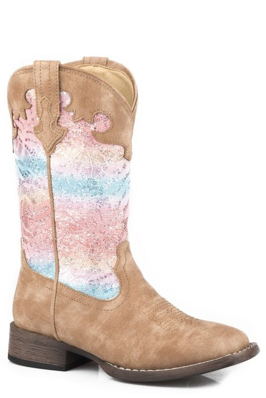 Roper Little Kids Glitter Lace Boots