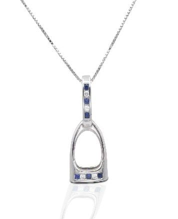 Kelly Herd Blue and Clear English Stirrup Necklace