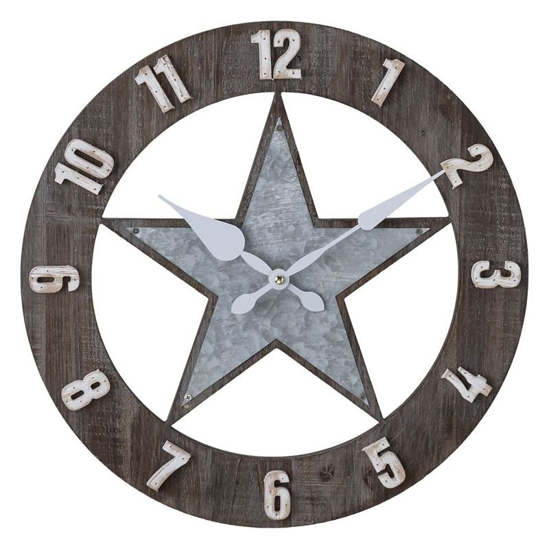 Metal and Wood Star Wall Clock