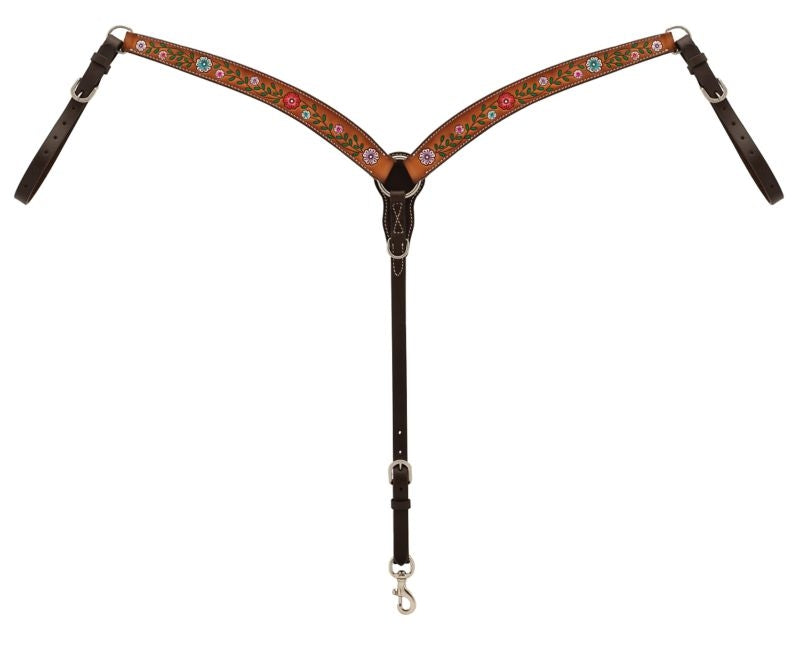 Weaver Turq Cross Floral Vine Breast Collar