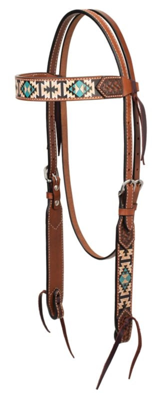 Weaver Turquoise Cross Aztec Browband Headstall