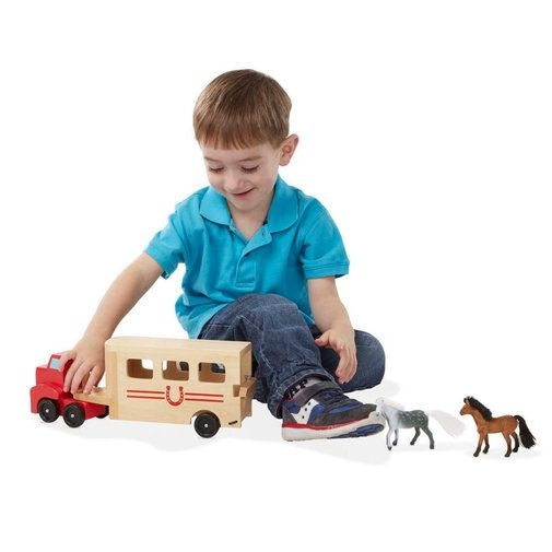 Melissa and Doug Wooden Horse Carrier Kids Toy