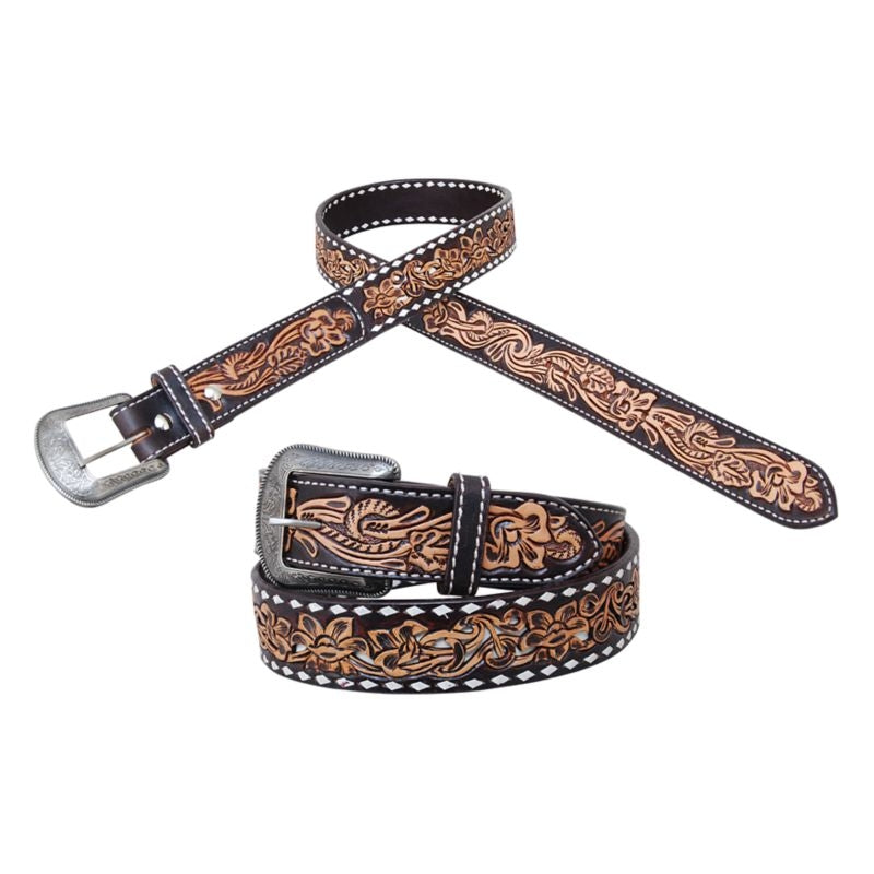 Circle Y White Buckstitch Belt