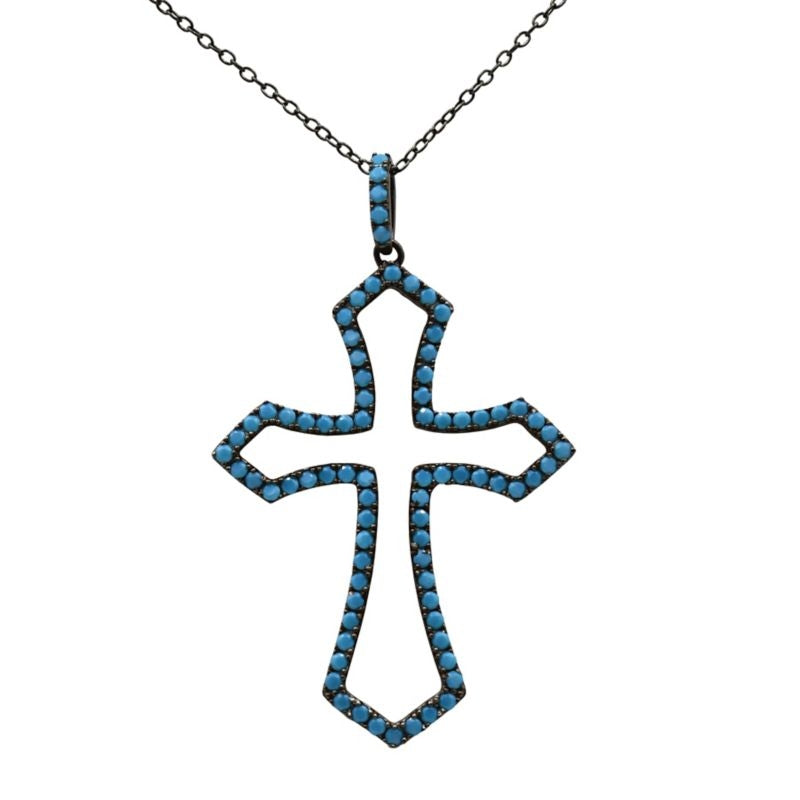 Kelly Herd Blue Turquoise Cross Pendant Necklace