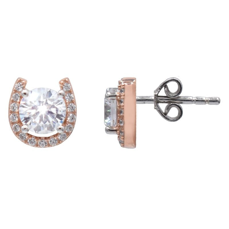 Kelly Herd RoseGold Plated Horseshoe Stud Earrings