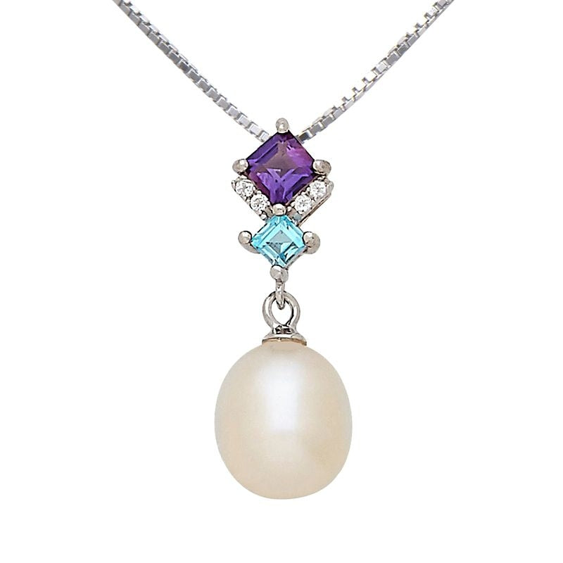Kelly Herd Amethyst/Blue Topaz Pearl Pendant