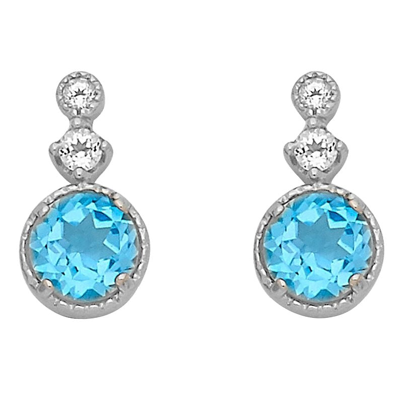 Kelly Herd Blue Topaz Three Stone Earrings