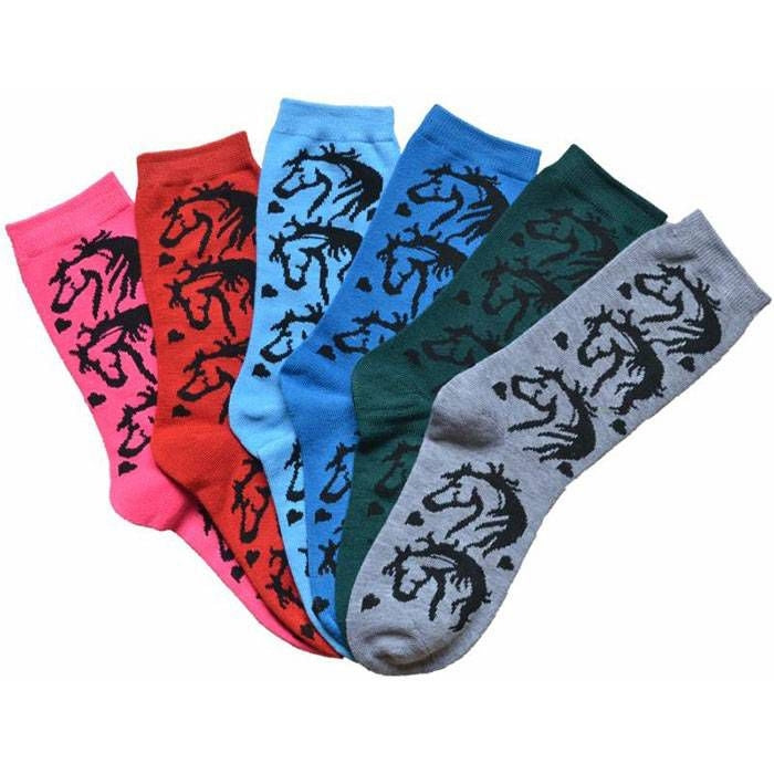 Kelley Ladies Horse Heads Crew Socks 6pk