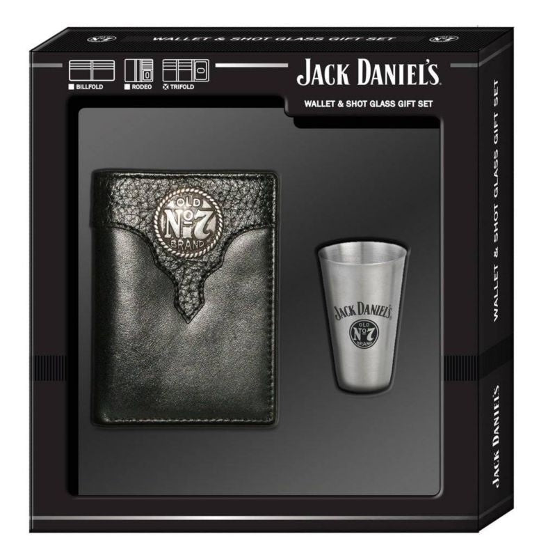 Jack Daniels Trifold Wallet Shot Glass Gift Set