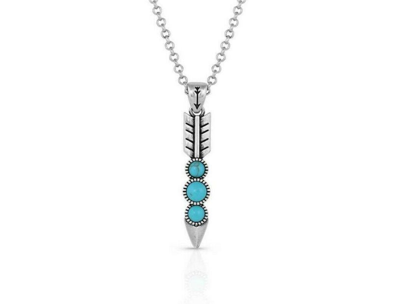 Montana SS Free Falling Slv Arrow Feather Necklace