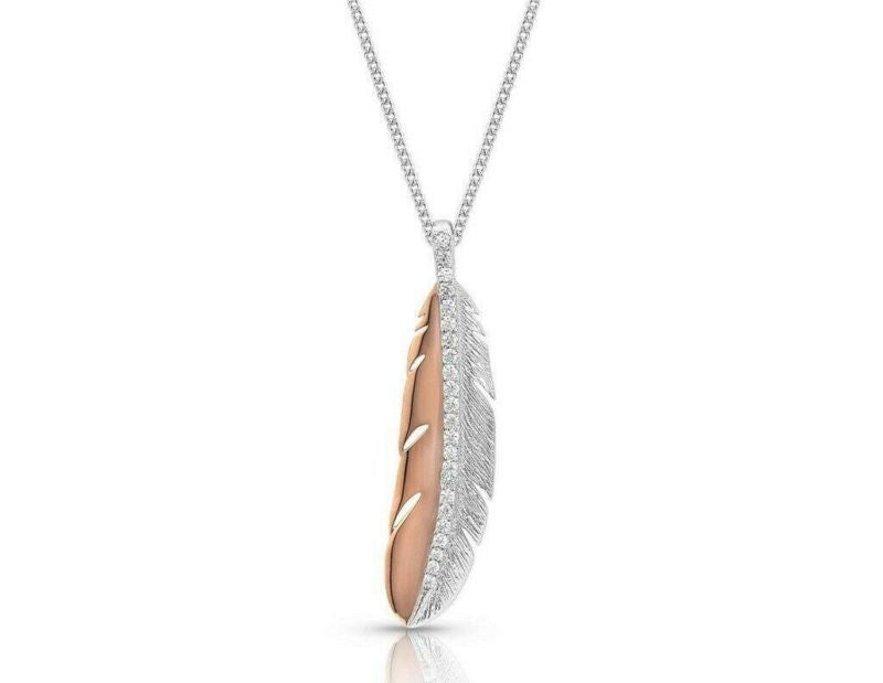 Montana SS Glittered Plume Feather Necklace