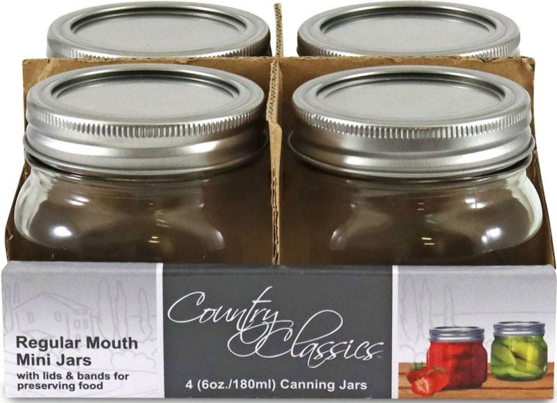 Country Classic Wide Mouth Glass Canning Jars 4 Pk