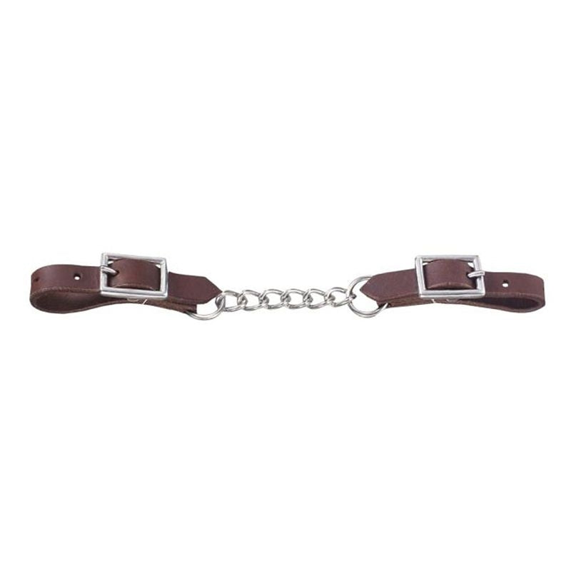 Tough1 Harness Leather Curb With Single Chain Brown