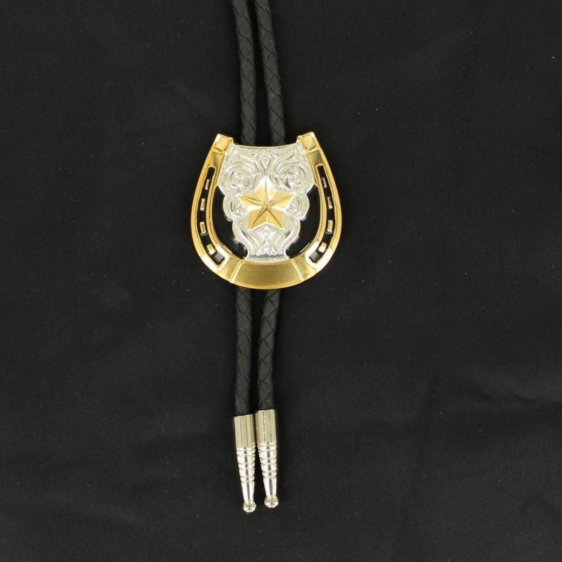 Double S Horseshoe Bolo Silver/Gold