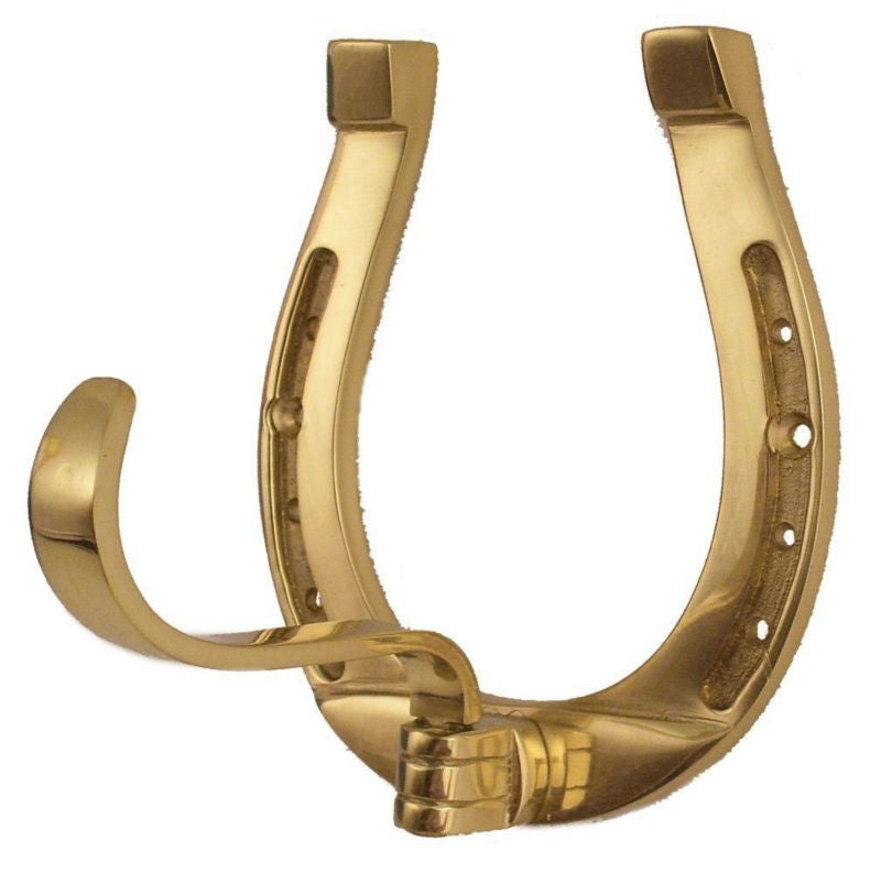 HorseFare Brass Horseshoe With Swing Over Hook Lg Blk