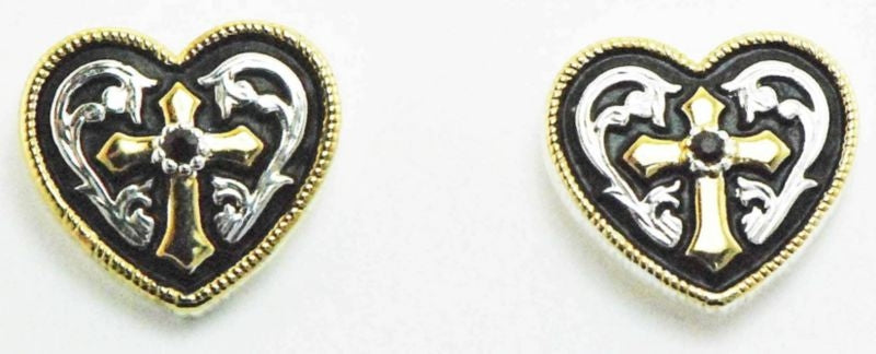 Western Edge Western Heart/Cross Earrings Red