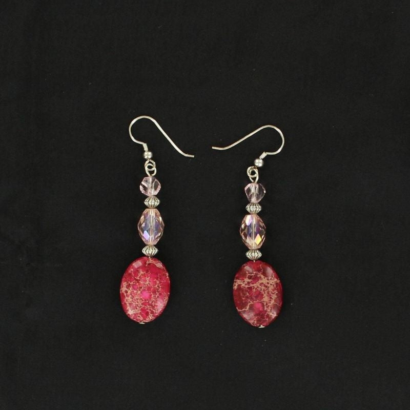 Blazin Roxx Two Color Stone Hook Earrings Blk/Wht