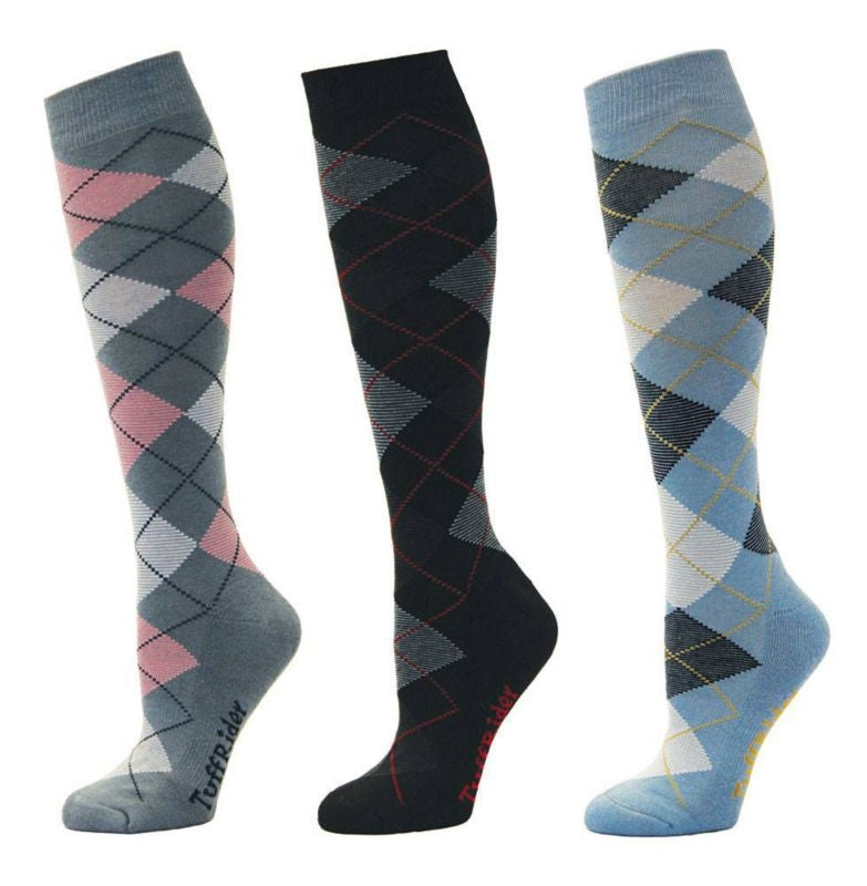 Tuffrider Bamboo Argyle Knee Hi Socks 3pk