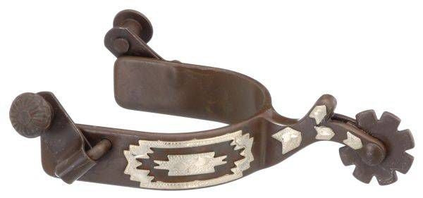 Kelly Silver Star Navajo Overlay Spurs Youth Brown