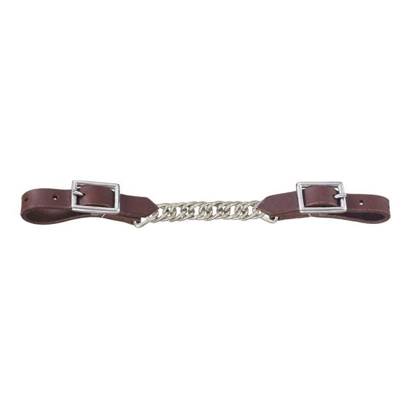 Tough1 Harness Leather Curb with Flat Chain