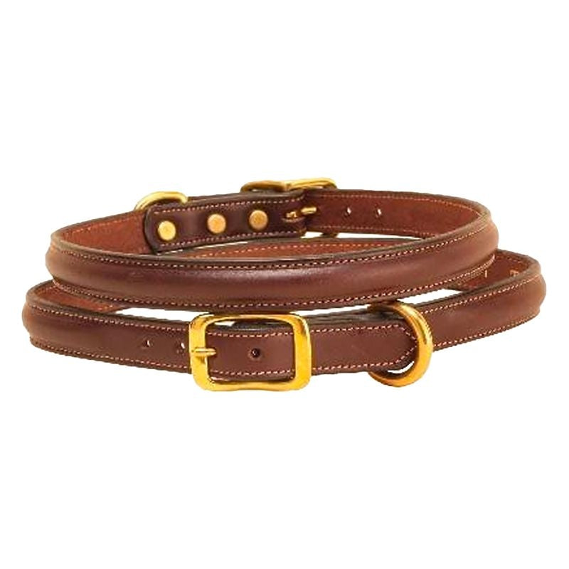 Tory Raised Leather Dog Collar 12in Bk/Gry
